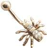 SOLID 14K GOLD Spider WITH ZIRCON CRYSTAL STONES. Bar length 3/8 inches (10mm) with 5mm ball.