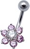 Sterling Silver SIX Petal Crystal Flower charm