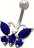 14g Fixed Sterling Silver Butterfly Charm, 5mm ball and banana stem in 316L Grade Surgical Steel