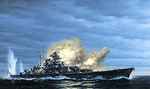 Battle of the Denmark Strait,<br>KMS Bismarck Returns Fire, May 24th, 1941<br>signed by the sole surviving officer Berkard Baron Von Mellenheim-Rechberg<br>by Marii Chernev